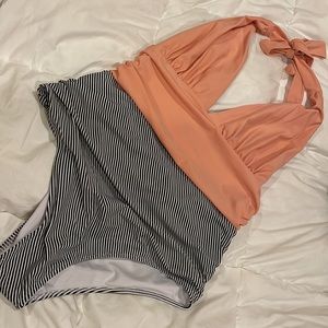 Cupshe XXL Plunge Halter Bathing Suit w/ Tummy Control